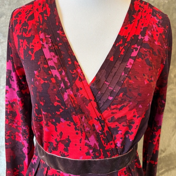 Boden Wrap Cocktail Dress Red and Black Long Sleeve V-Neck Wmn’s 4L - Picture 4 of 12